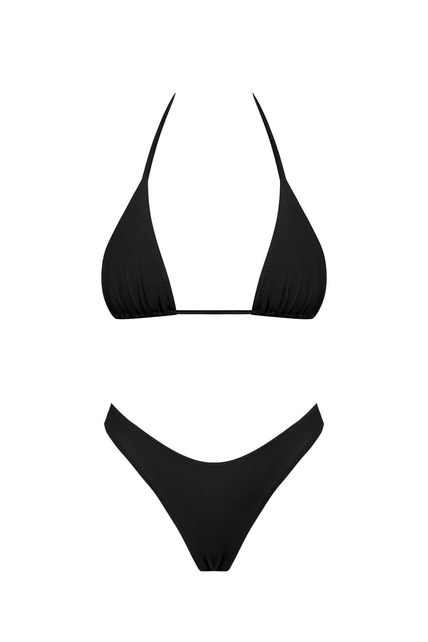 Black bikini set on a white background