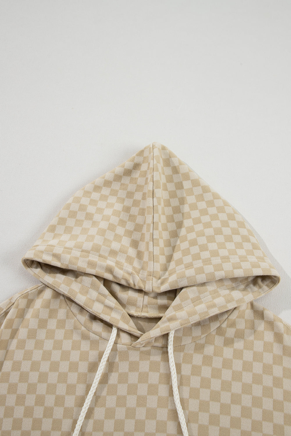 Checkered Print Kangaroo Pocket Drawstring Hoodie