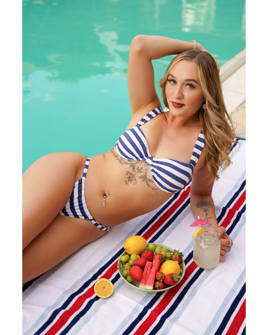 *NEW* - Sundaze Brunch - St Tropez Bikini Set - Navy Stripe