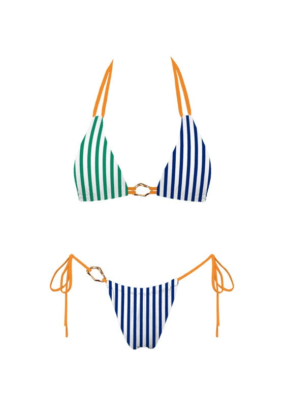 *NEW* - Sundaze Brunch - Capri Holiday Bikini Set - Navy/Green/White Stripe